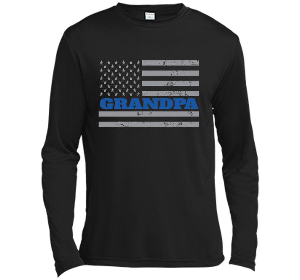 Mens Grandpa Blue Line American Flag Father's Day T-Shirt