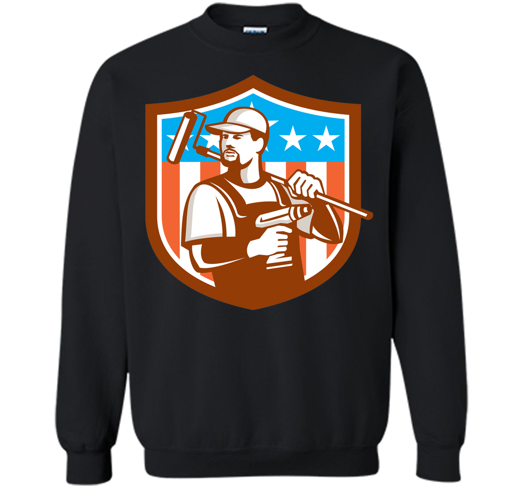 Handyman Cordless Drill Paintroller Crest Flag Retro T-Shirt