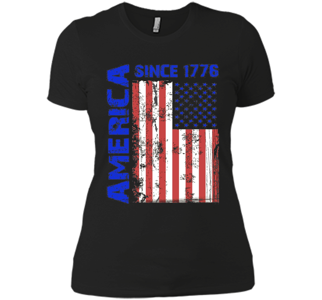 America Since 1776 Flag Tshirt Blue Red White Day 4th of Jul