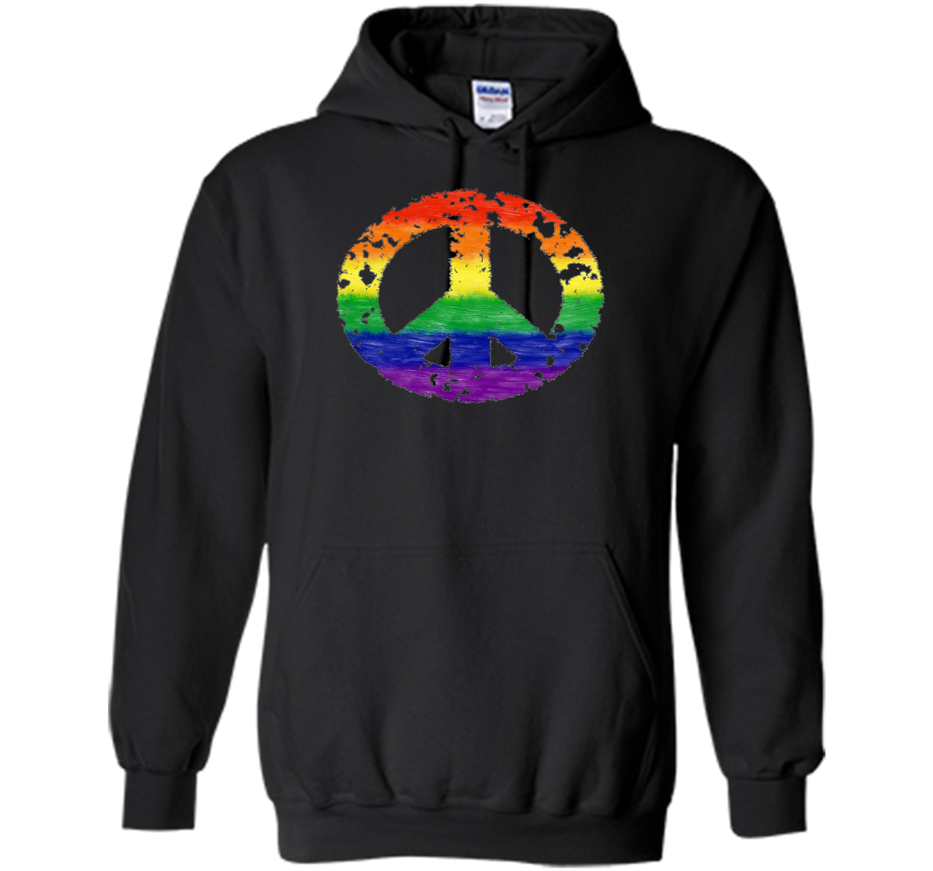 Groovy Rainbow Peace Sign Gay Pride Retro T-Shirt