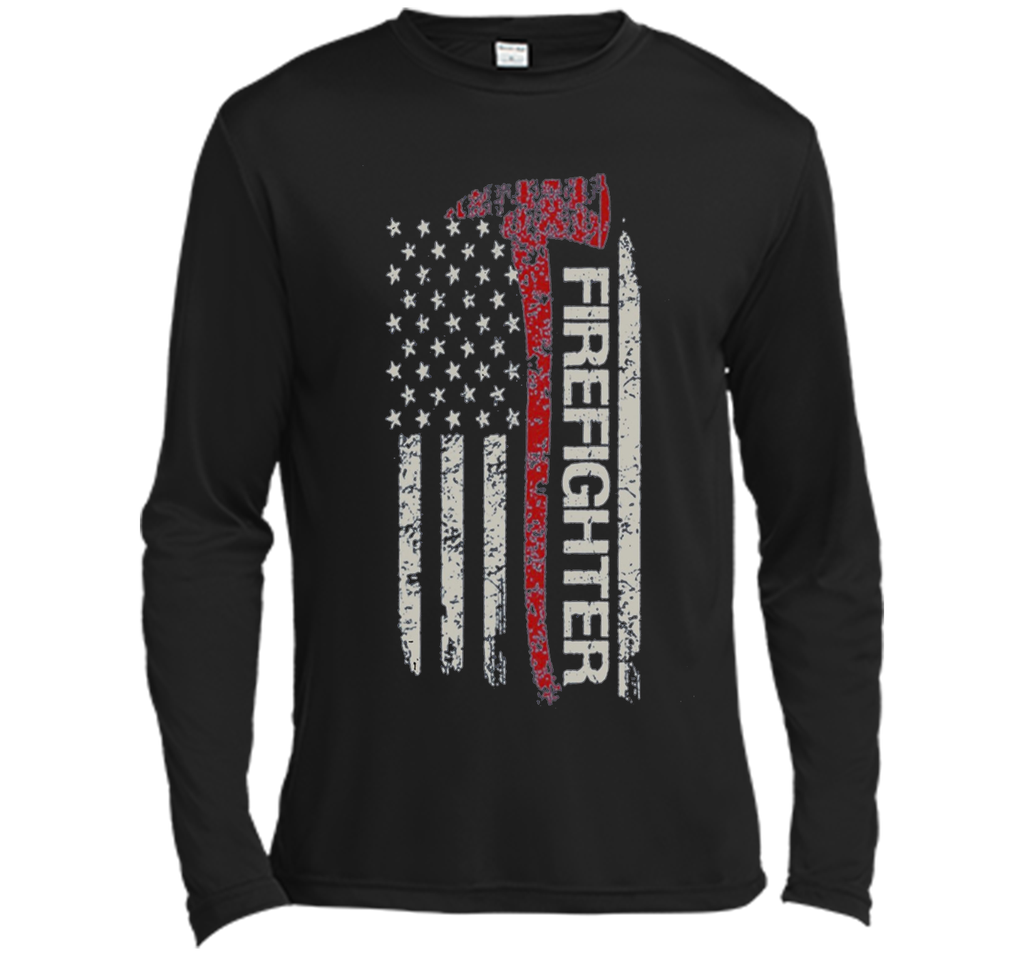 Thin Red Line Firefighter American Flag TShirt - Firefigh